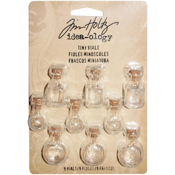 Tim Holtz Idea-Ology Tiny Corked Glass Vials: Assorted Clear Shapes, 9/Pkg (TH93201)