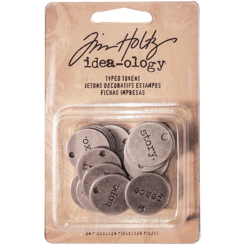 Tim Holtz Idea-Ology Metal Typed Tokens: Words, 24/Pkg (TH93203)