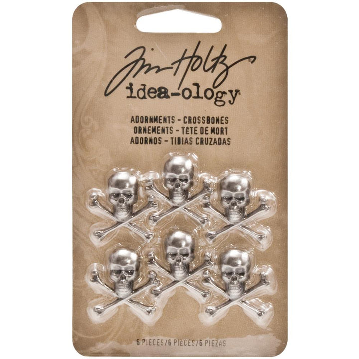 Tim Holtz Idea-Ology Metal Adornments: Skull/Crossbones, 6/Pkg (TH93089)