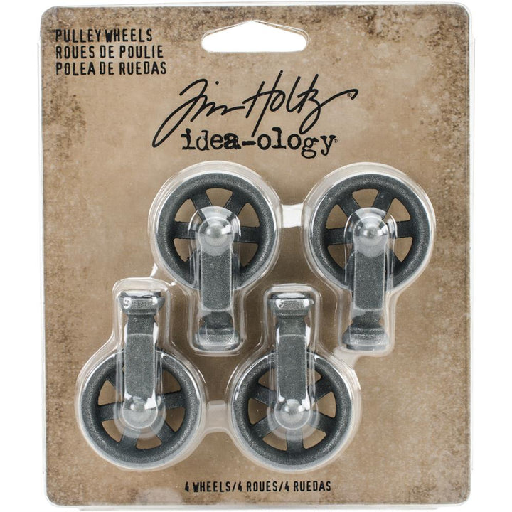 Tim Holtz Idea-Ology Metal Mini Pulley Wheels, 4/Pkg (TH93580)