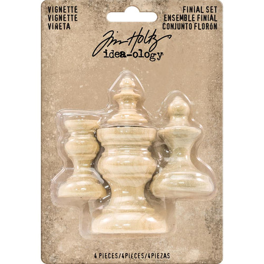 Tim Holtz Idea-Ology Wooden Vignette Finial Set: Unfinished, 4/Pkg (TH93573)