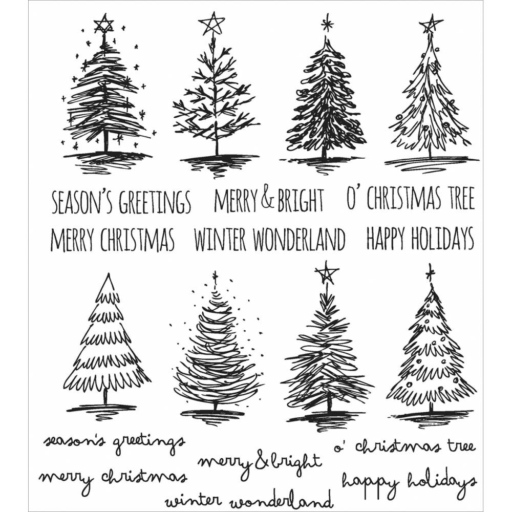 Tim Holtz 7"X8.5" Cling Stamps: Scribbly Christmas, by Stampers Anonymous (CMSLG249)