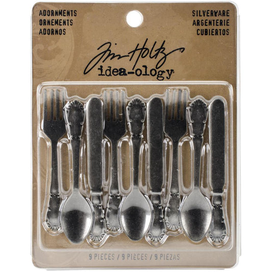 Tim Holtz Idea-Ology 2.5" Metal Adornments: Silverware, 9/Pkg (TH93254)