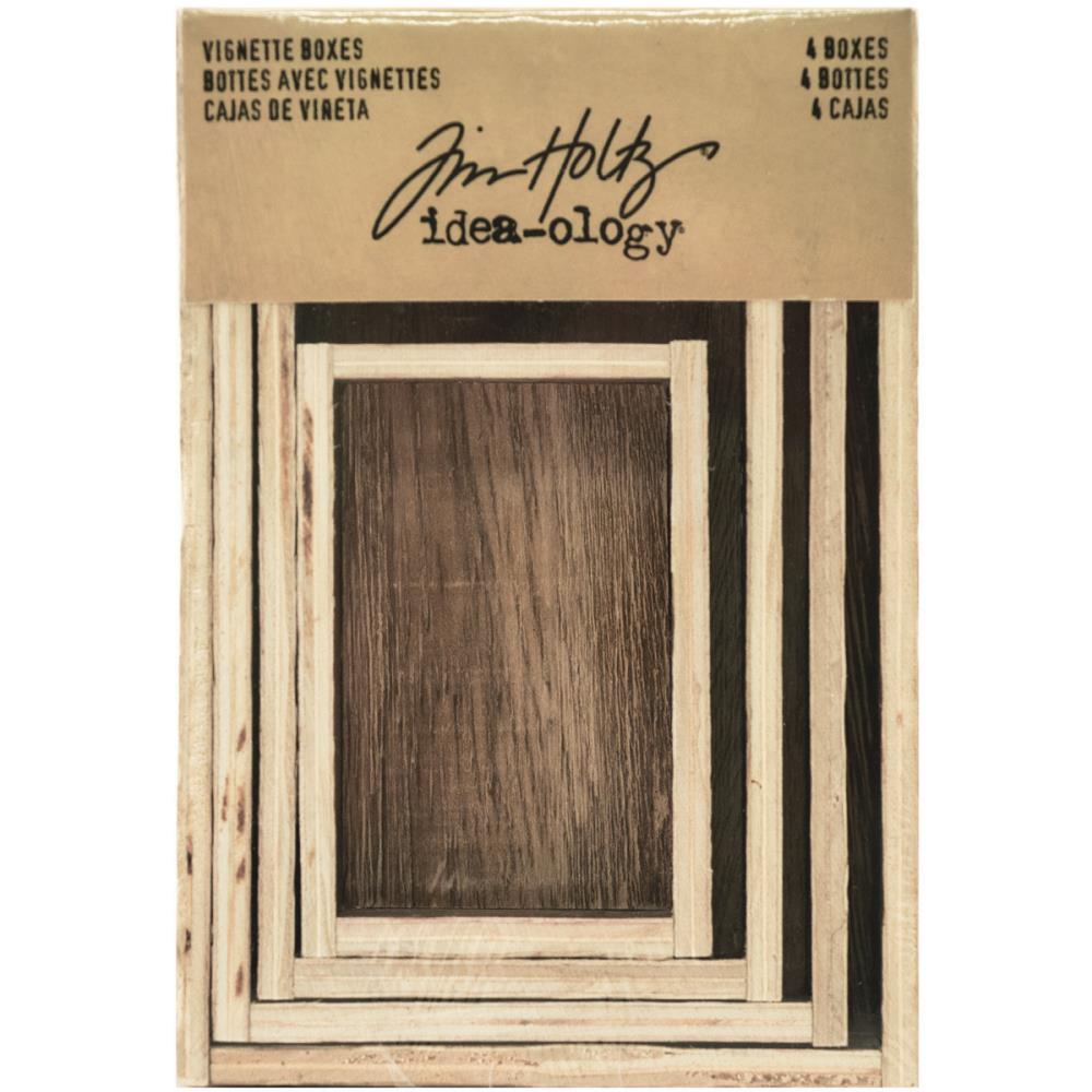 Tim Holtz Idea-Ology Wooden Vignette Boxes: Brown, 4/Pkg (TH93279)