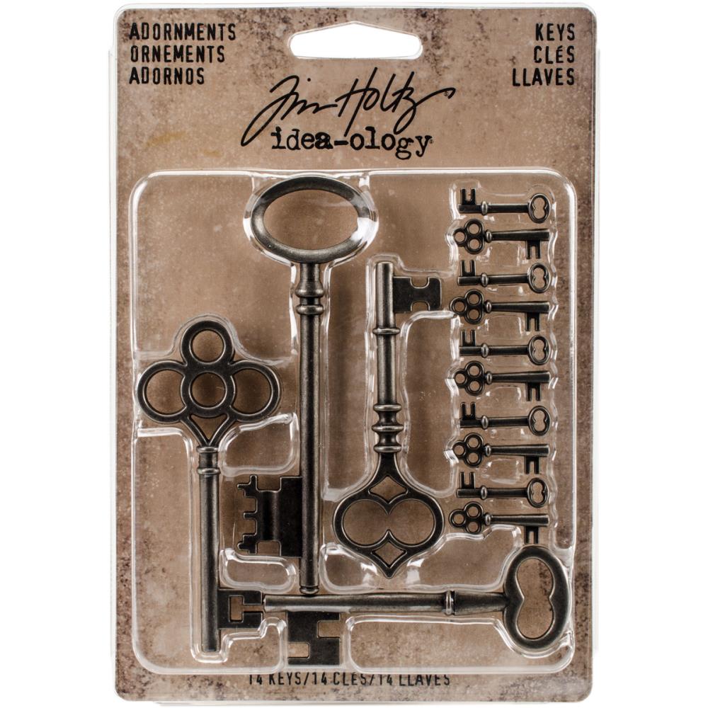 Tim Holtz Idea-Ology Metal Adornments: Keys, 14/Pkg (TH93321)