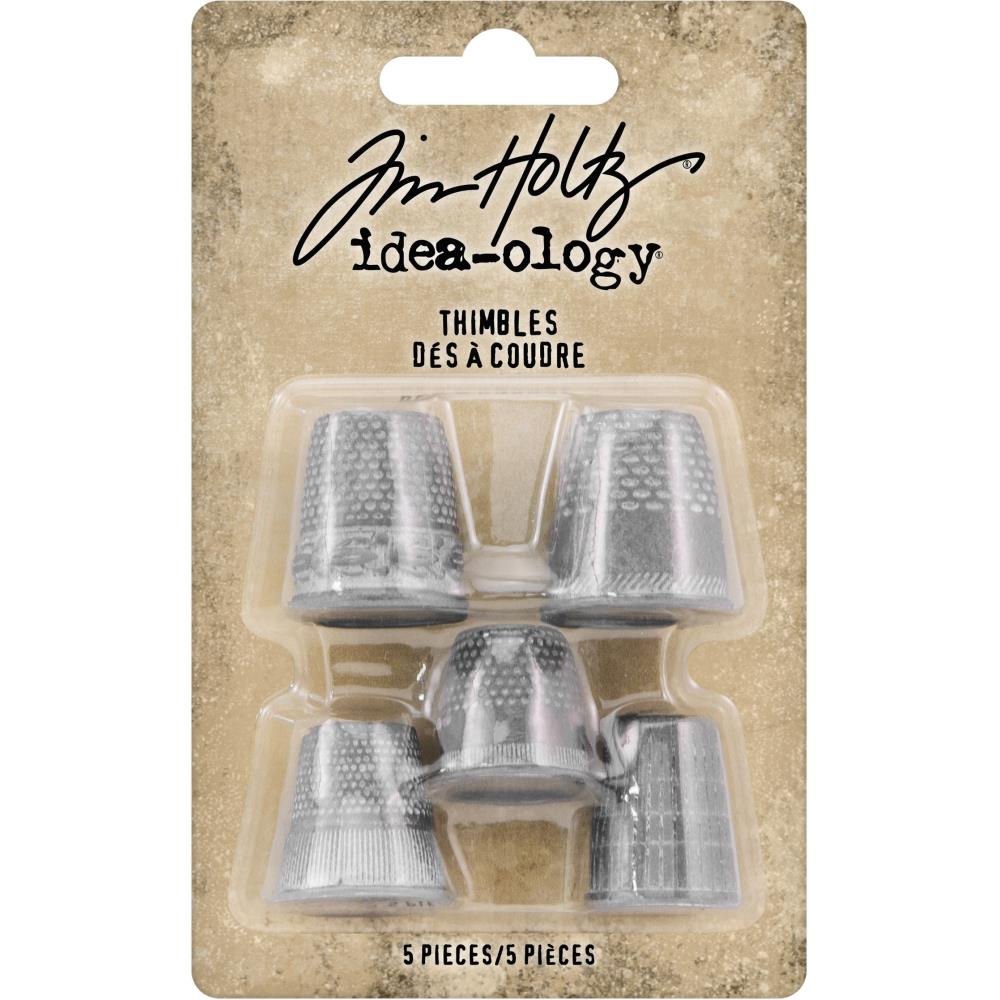 Tim Holtz Idea-Ology Mixed Sizes Metal Thimbles, 5/Pkg (TH93791)