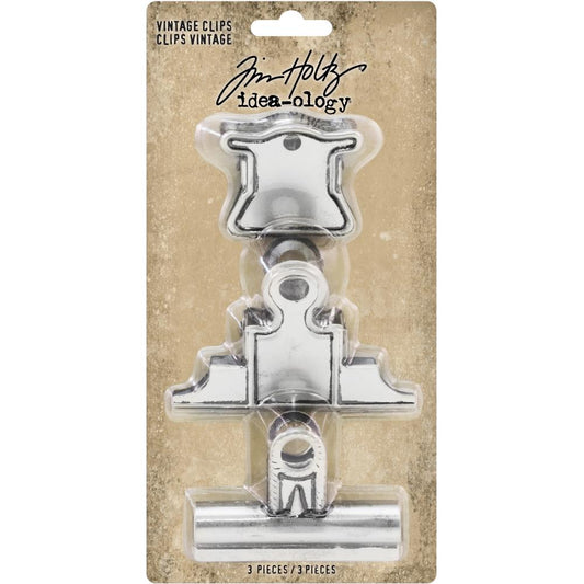 Tim Holtz Idea-Ology Metal Vintage Clips, 3/Pkg (TH93795)