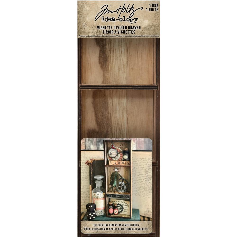 Tim Holtz Idea-Ology 3.5"X10" Vignette Divided Drawer: 3 Compartments (TH93793)