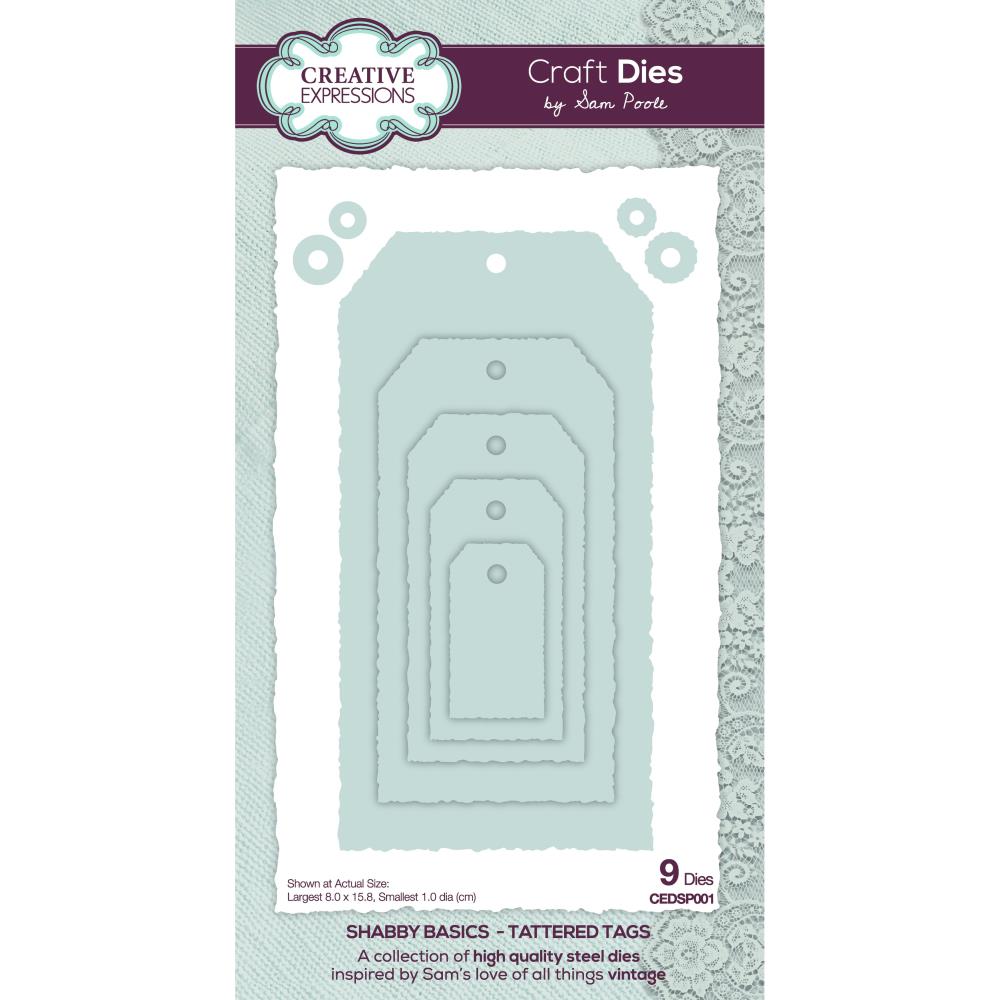 Creative Expressions Craft Dies: Shabby Basics Tattered Tags, by Sam Poole (CEDSP001)