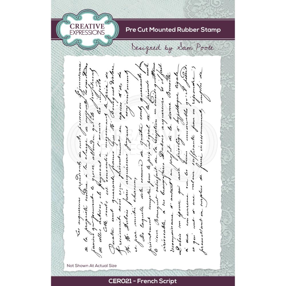 Creative Expressions A6 Pre-Cut Rubber Stamp: French Script, by Sam Poole (CER021)