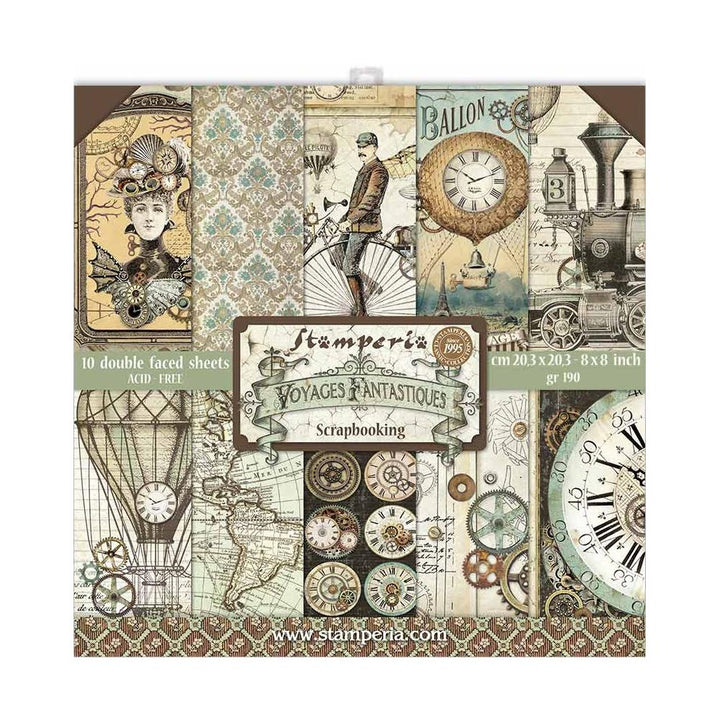 Stamperia Voyages Fantastiques 8"X8" Double-Sided Paper Pad, 10/Pkg (SBBS30)