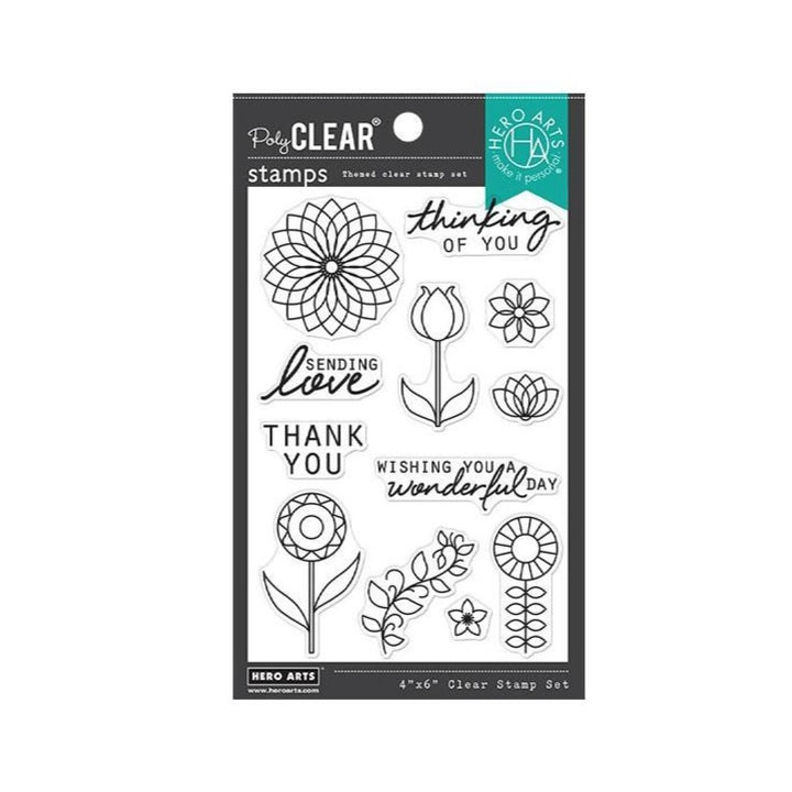 Hero Arts 4"x6" Clear Stamp: Line Art Flowers (HACM534)