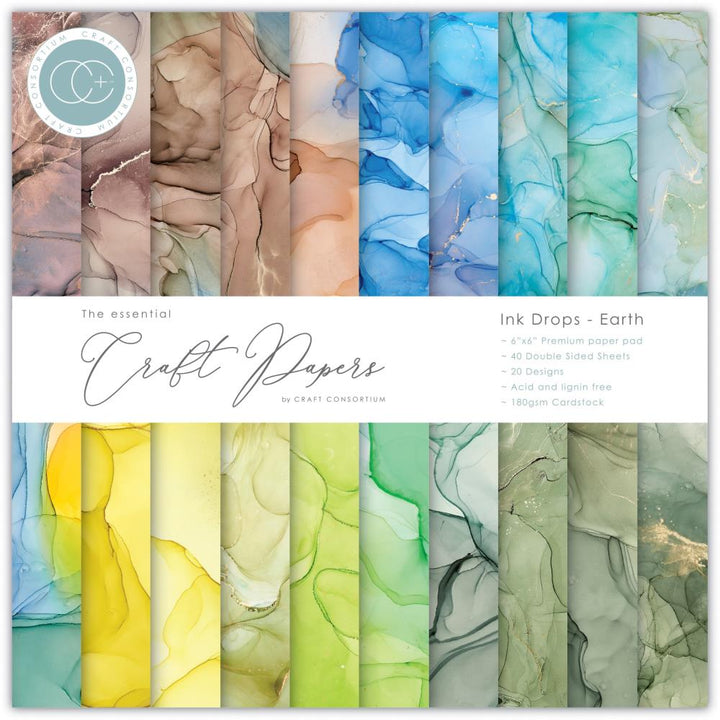 Craft Consortium Ink Drops 6"x6" Double Sided Paper Pad: Earth (CPAD015B)