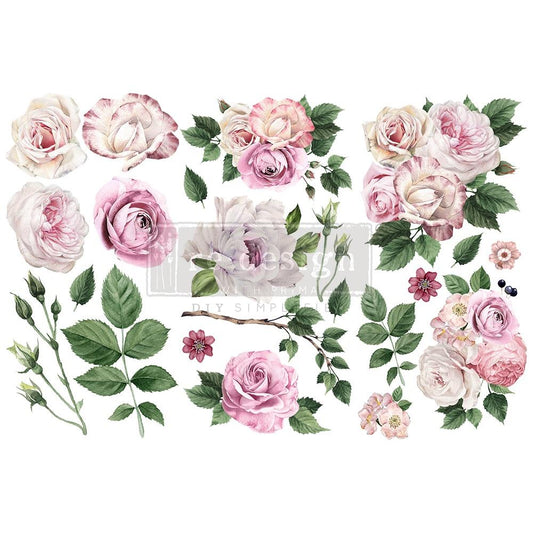 Prima Marketing 6"x12" Re-Design Decor Transfers: Delicate Roses (RE653484)