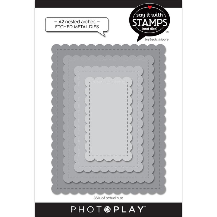 PhotoPlay Say It With Stamps Die Set: A2 Nested Stitched Scallops (SIS2837)