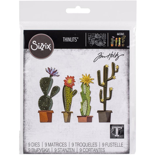 Sizzix Thinlits Dies: Funky Cactus, 9/Pkg, By Tim Holtz  (665365)