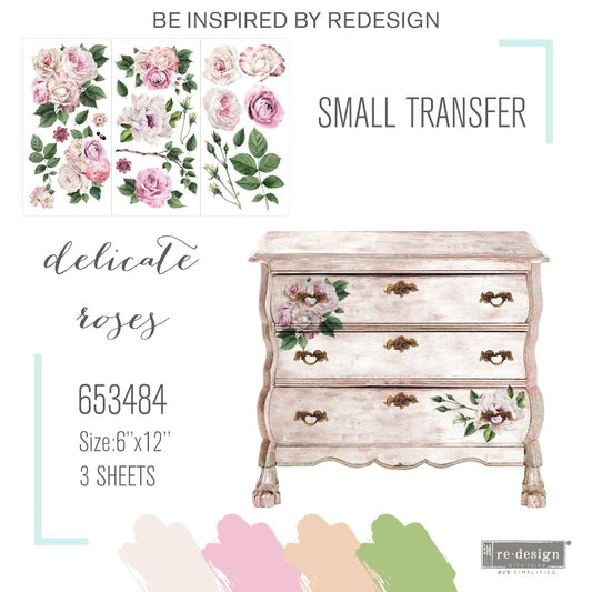 Prima Marketing 6"x12" Re-Design Decor Transfers: Delicate Roses (RE653484)