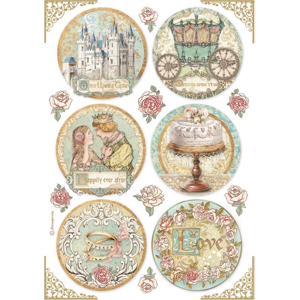 Stamperia Sleeping Beauty Rice Paper Sheet: Rounds (DFSA4576)