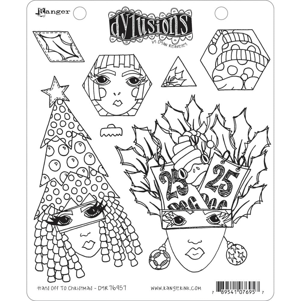 Dylusions 8.5"X7" Cling Stamp: Hats Off To Christmas, by Dyan Reaveley (DYR76957)