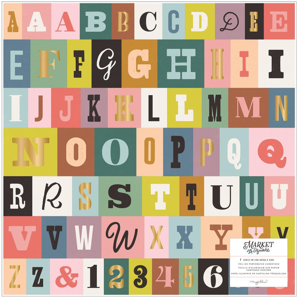 Maggie Holmes Market Square 12"X12" Specialty Paper: Foiled Cardstock Letter Press (MH003688)