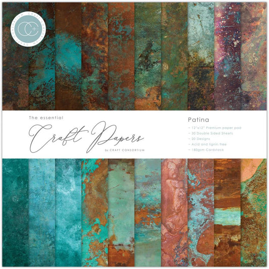 Craft Consortium 12"x12" Double Sided Paper Pad: Patina, 30/pkg (CCPAD017)