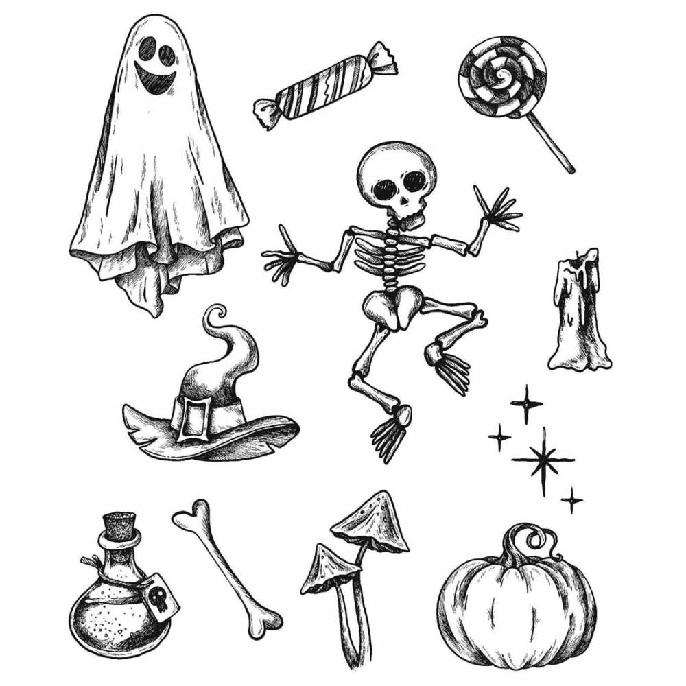 Tim Holtz 7"X8.5" Cling Stamps: Halloween Doodles, by Stampers Anonymous (CMS437)