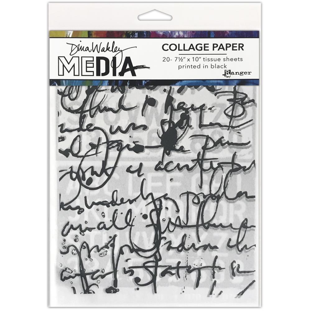 Dina Wakley Media 7.5"x10" Collage Tissue Paper: Text Collage, 20/pkg (MDA77886)