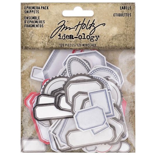 Tim Holtz Idea-ology Ephemera Snippets: Labels, 120/Pkg (TH94188)