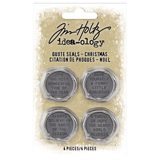 Tim Holtz Idea-ology Christmas Metal Quote Seals, 4/Pkg (TH94202)