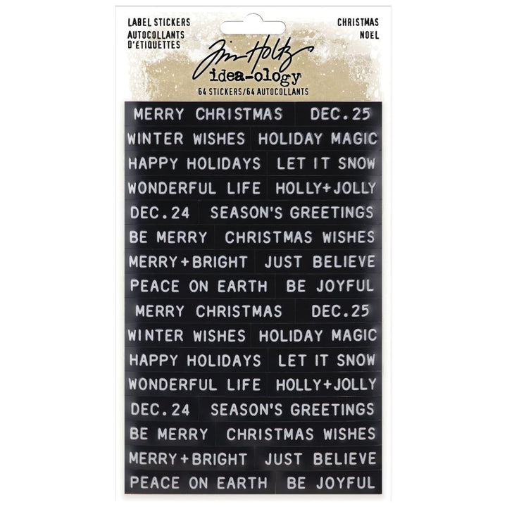 Tim Holtz Idea-ology Christmas Sentiments Label Stickers, 64/Pkg (TH94205)