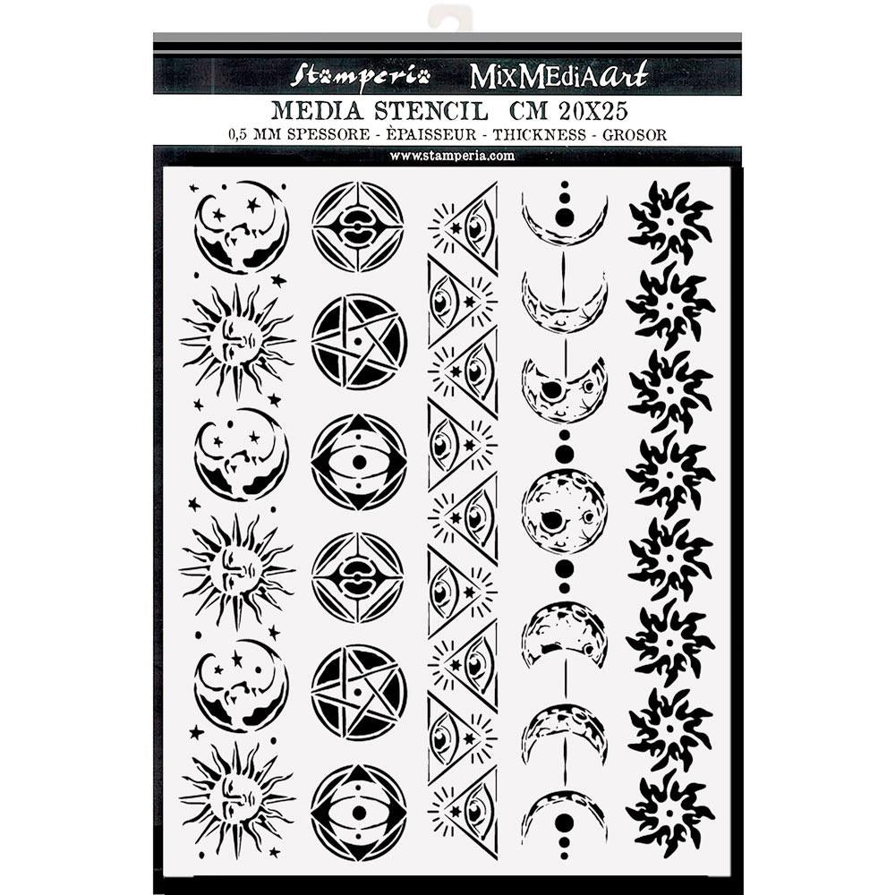 Stamperia Alchemy 8"x10" Stencil: Symbols and Borders (KSTD095)