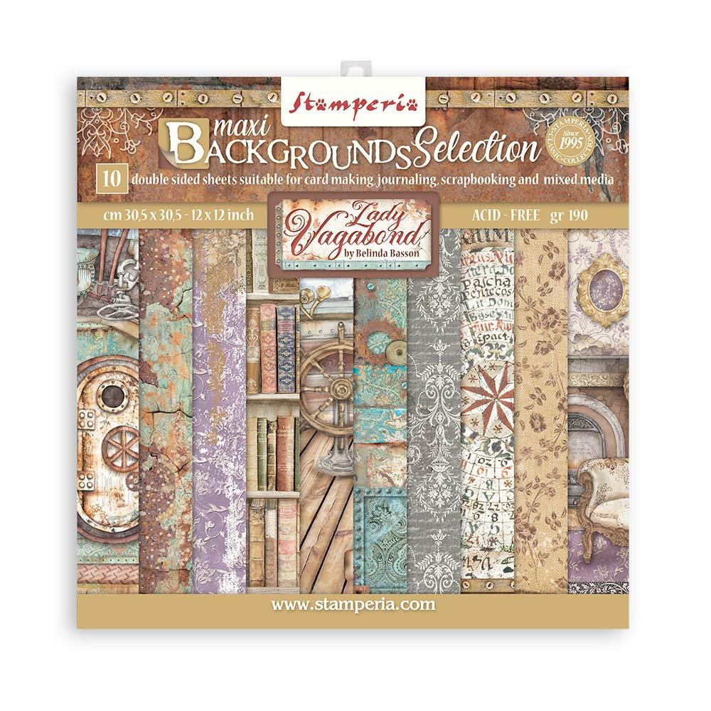 Stamperia Lady Vagabond Lifestyle 12"x12" Double Sided Paper Pad: Backgrounds (SBBL100)