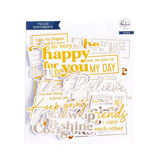 Pinkfresh Studio Foiled Sentiments Ephemera Pack 42/pkg (PF143122)