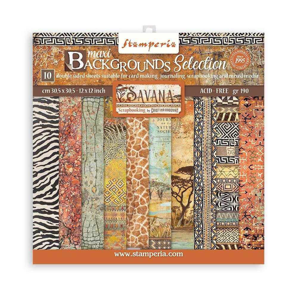 Stamperia Savana 12"x12" Double Sided Paper Pad: Backgrounds (SBBL109)