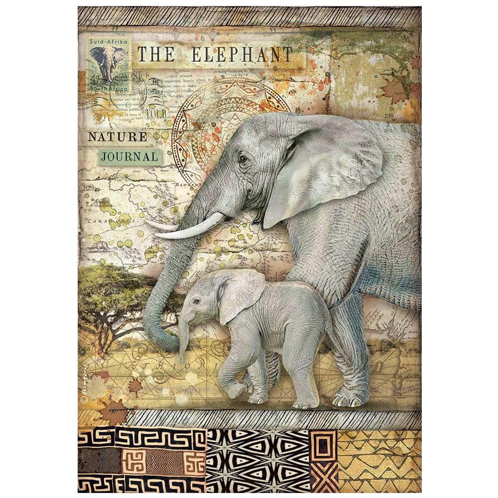 Stamperia Savana A4 Rice Paper Sheet: The Elephant (DFSA4684)