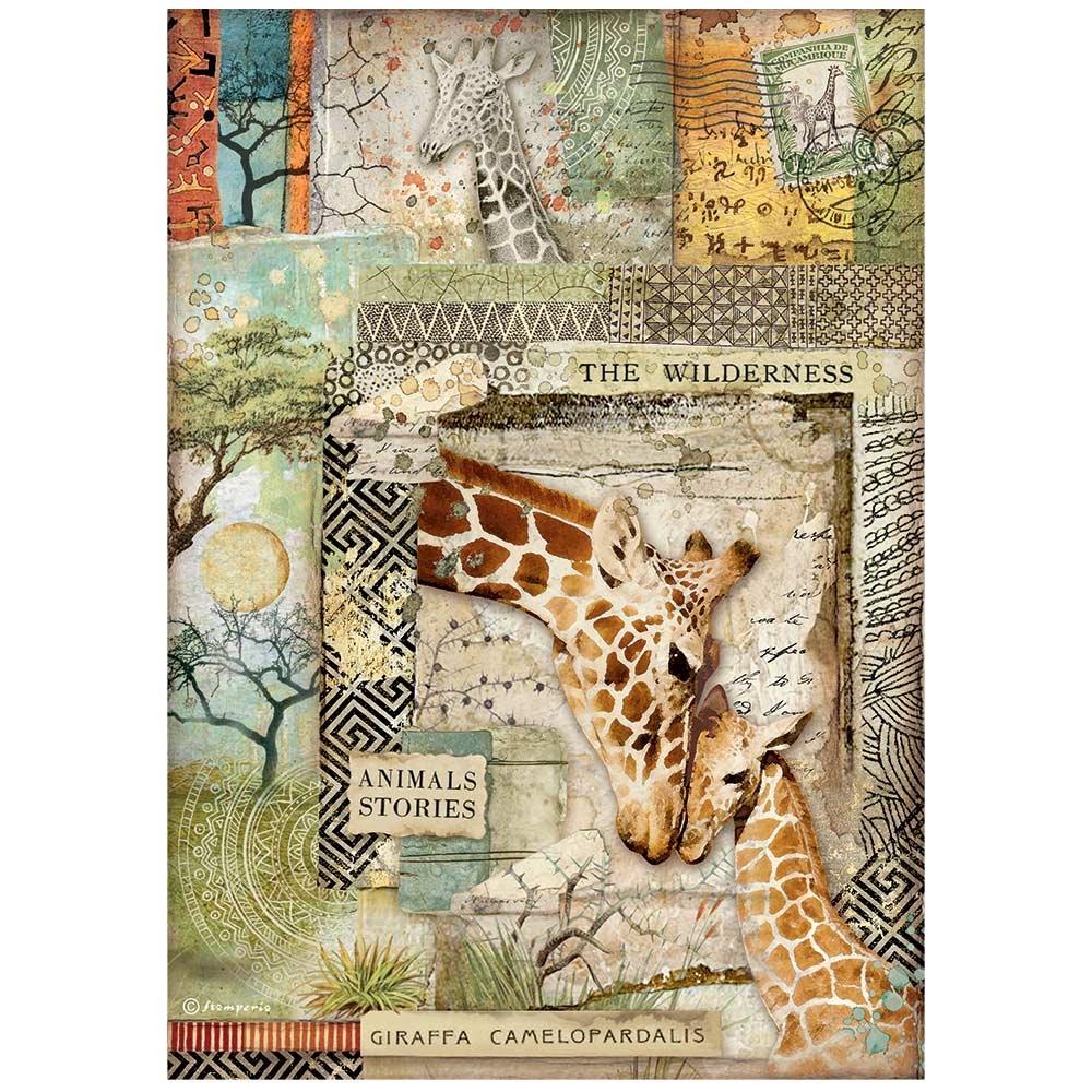 Stamperia Savana A4 Rice Paper Sheet: Giraffe (DFSA4685)