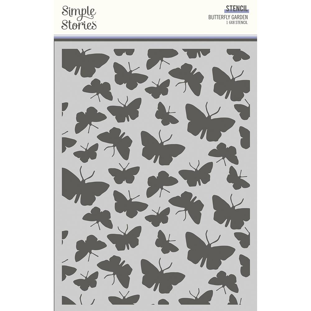 Simple Stories Simple Vintage Indigo Garden 6"x8" Stencil: Butterfly Garden (VIG17132)