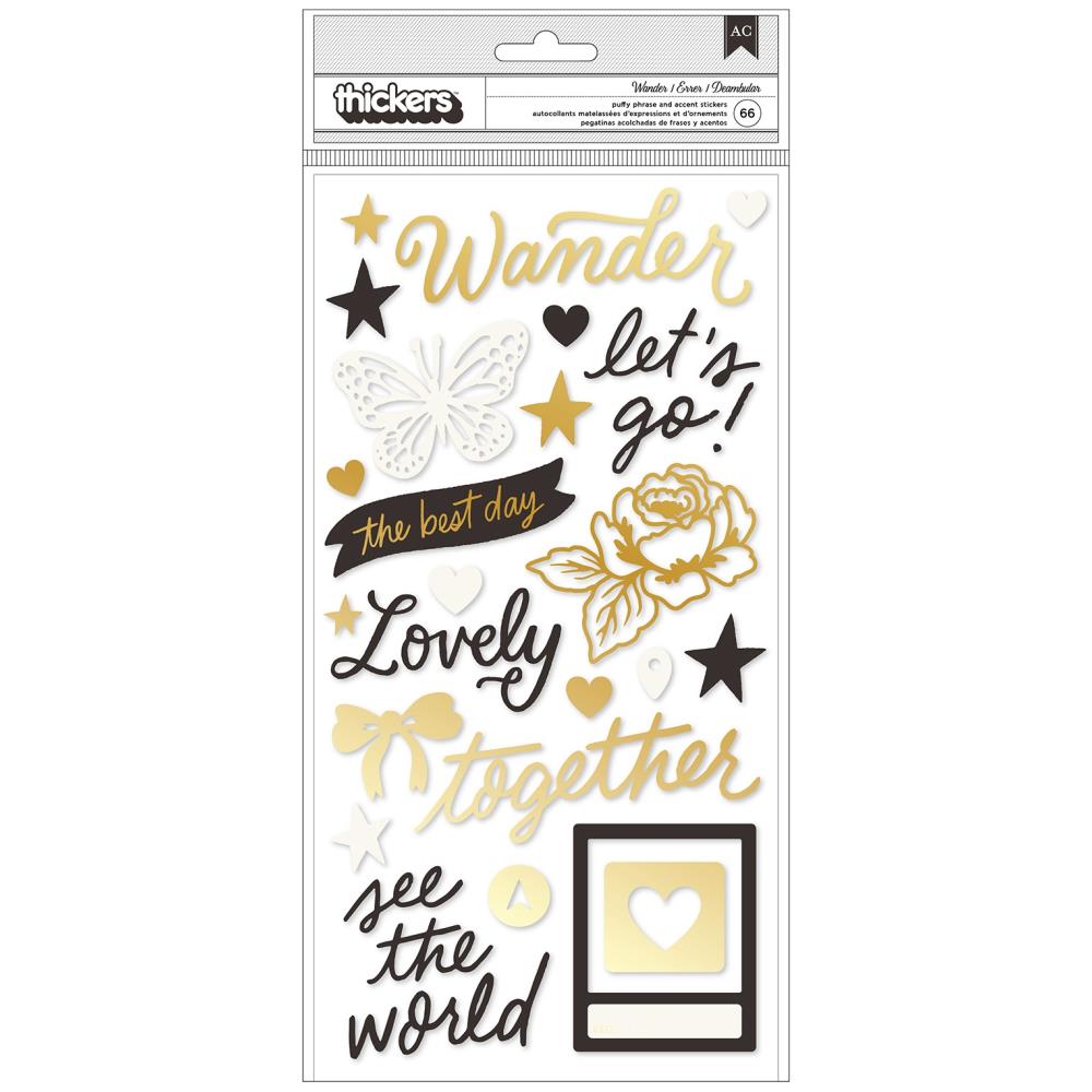 Maggie Holmes Round Trip Thickers Stickers: Wander Phrase/Puffy, 66/Pkg (MH013664)