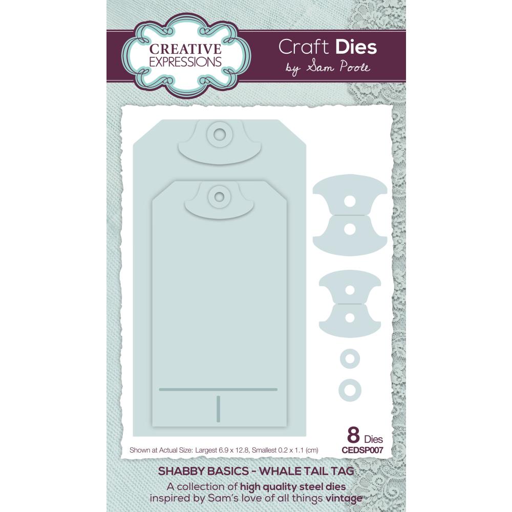 Creative Expressions Shabby Basics Craft Dies: Whale Tail Tags, by Sam Poole (CEDSP007)