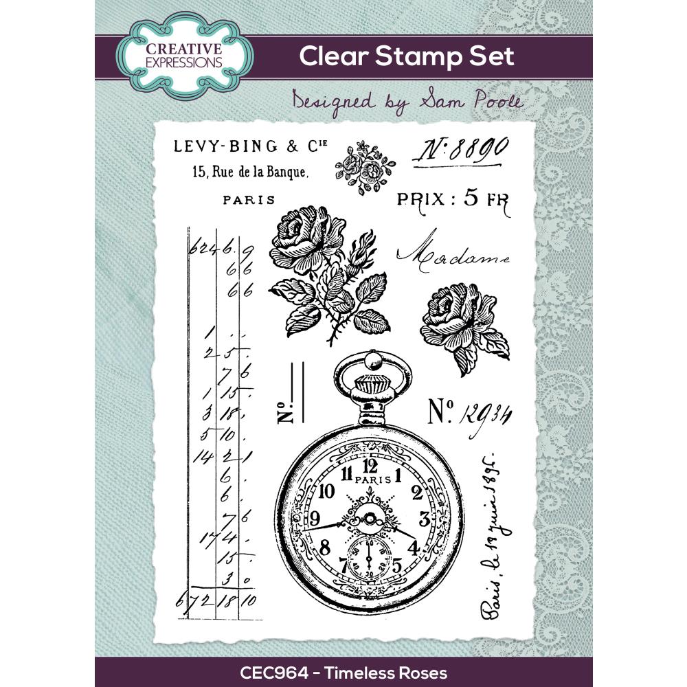 Creative Expressions Shabby Basics A5 Clear Stamps: Timeless Roses, by Sam Poole (CEC964)