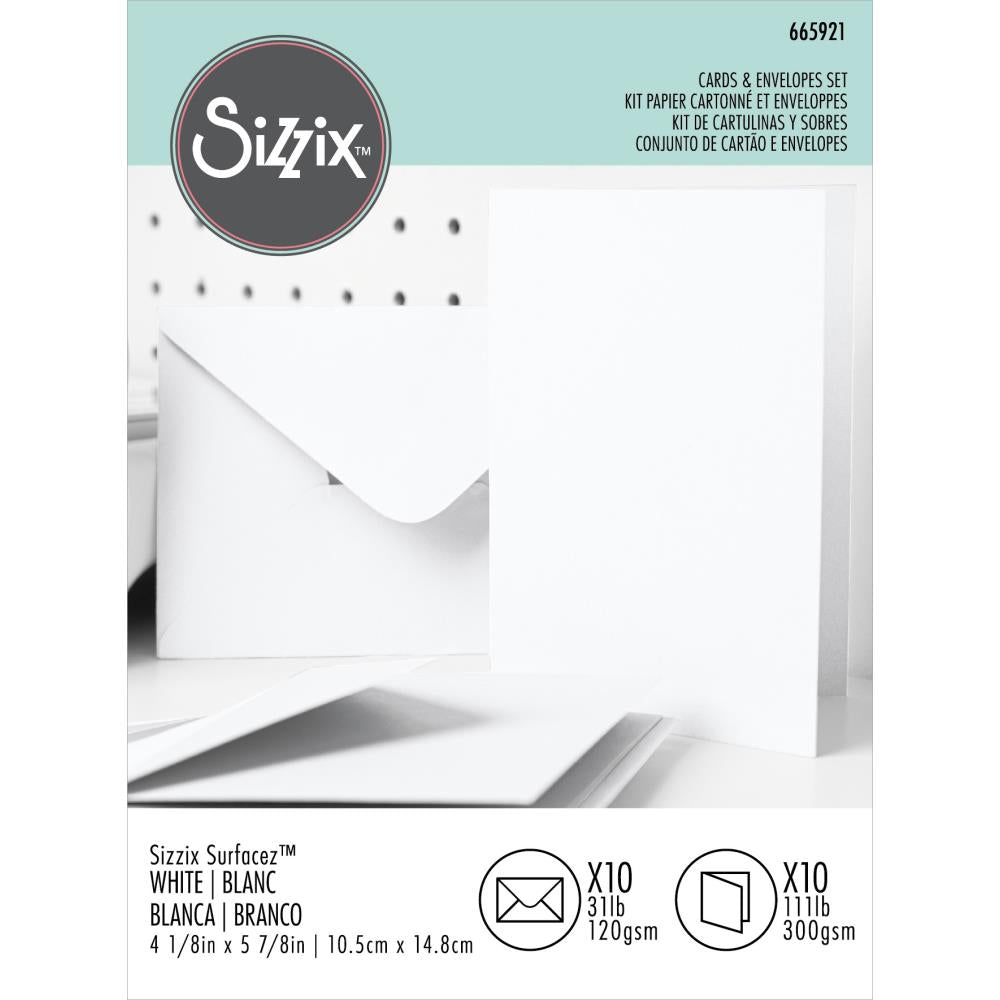 Sizzix Surfacez Card & Envelope Pack A6: White, 10/pkg (665921)