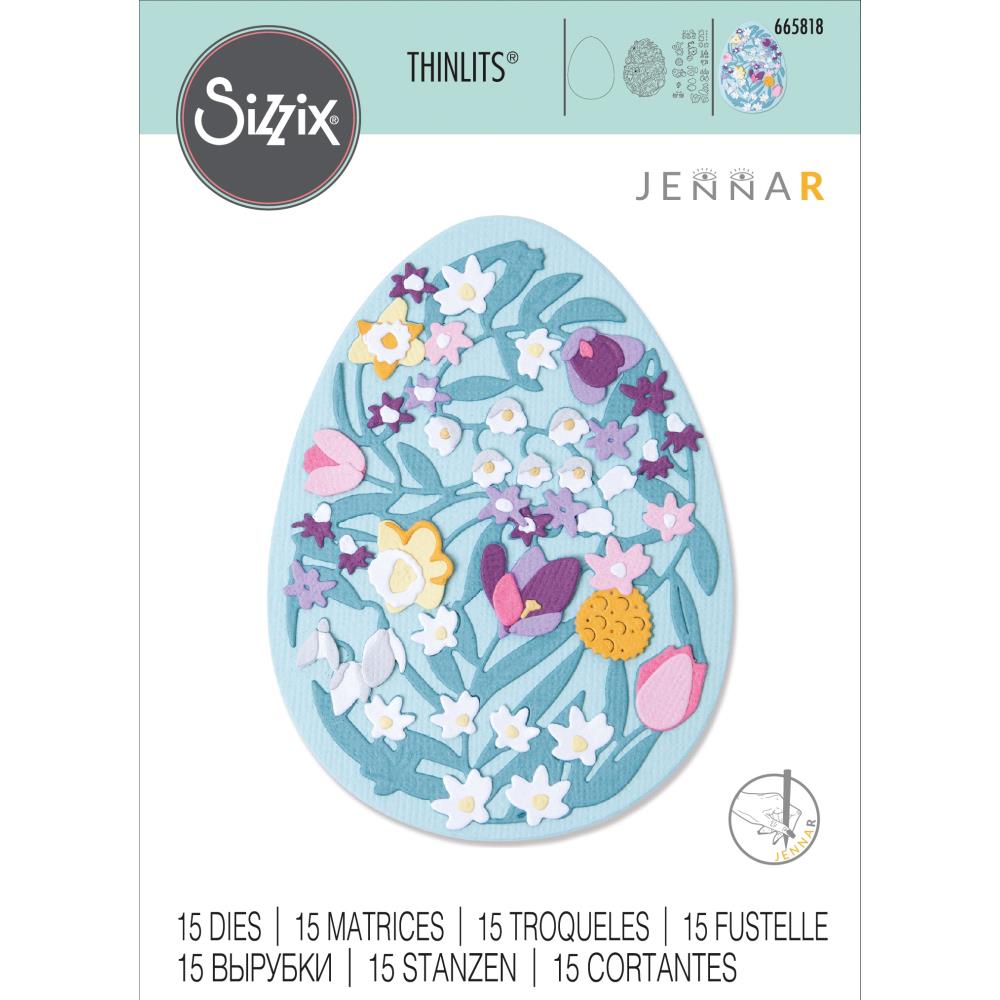 Sizzix Thinlits Dies: Intricate Floral Easter Egg, by Jenna Rushforth (665818)