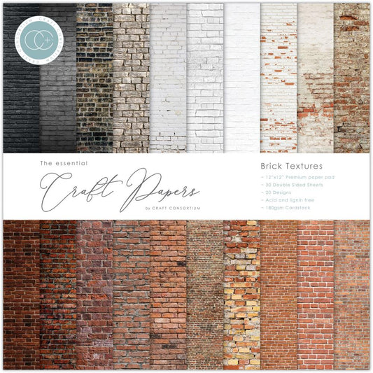 Craft Consortium 12"x12" Double Sided Paper Pad: Brick Textures (CCPAD019)