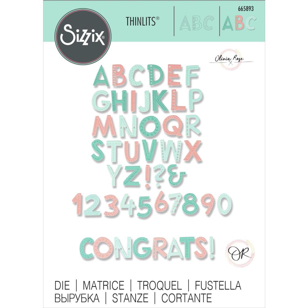 Sizzix Thinlits Dies: Marked Alphabet, by Olivia Rose (665893)