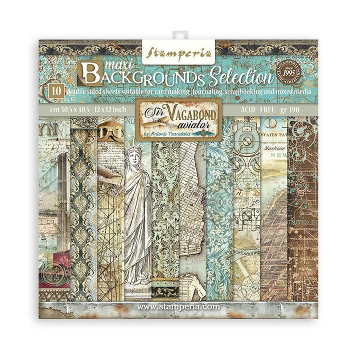 Stamperia Sir Vagabond Aviator 12"x12" Double Sided Paper Pad: Backgrounds (SBBL113)