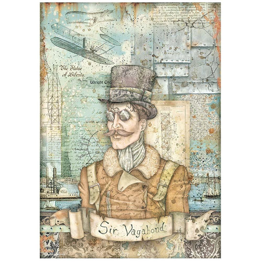 Stamperia Sir Vagabond Aviator A4 Rice Paper Sheet (DFSA4699)