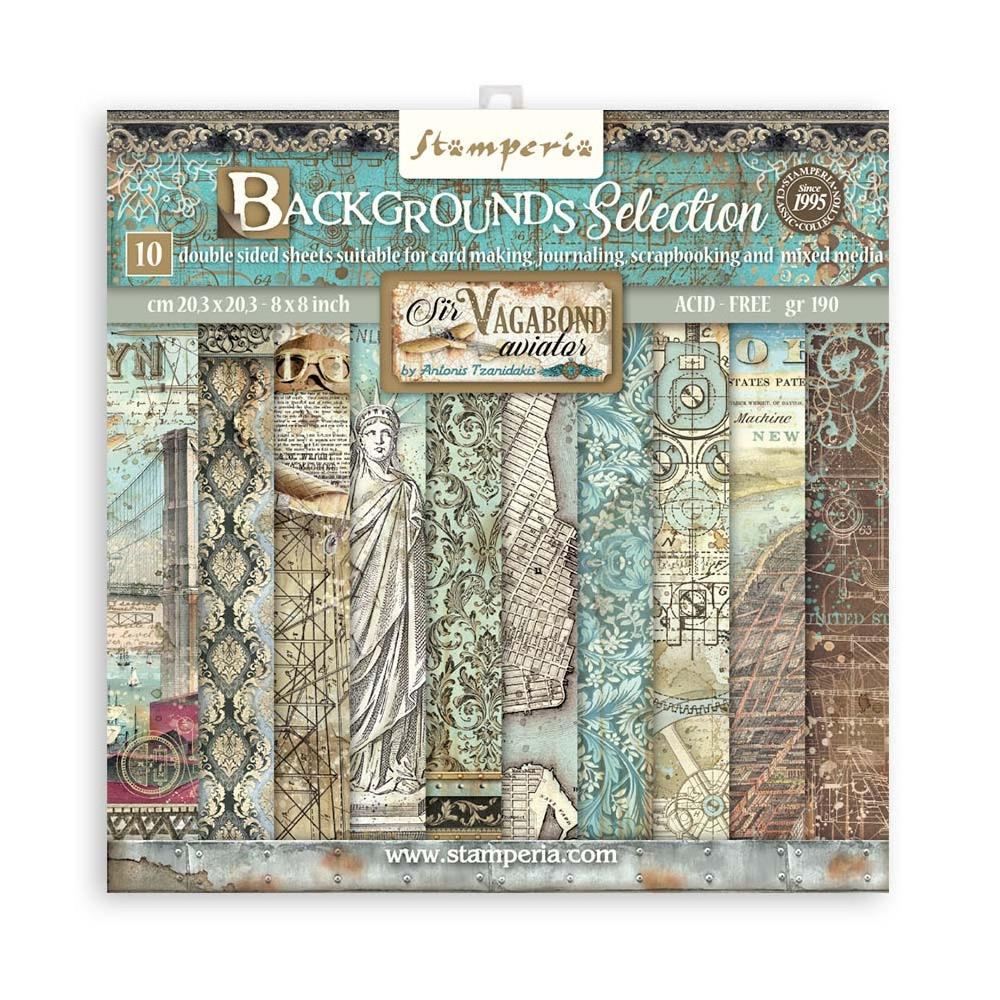 Stamperia Sir Vagabond Aviator 8"x8" Double Sided Paper Pad: Backgrounds (SBBS63)
