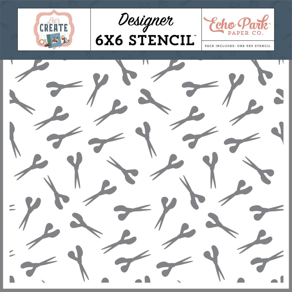 Echo Park Let's Create 6"x6" Stencil: Stash of Scissors (LC283034)