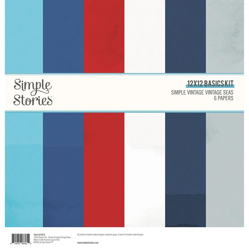 Simple Stories Vintage Seas 12"x12" Basics Double Sided Paper Pack (SVVS7815)