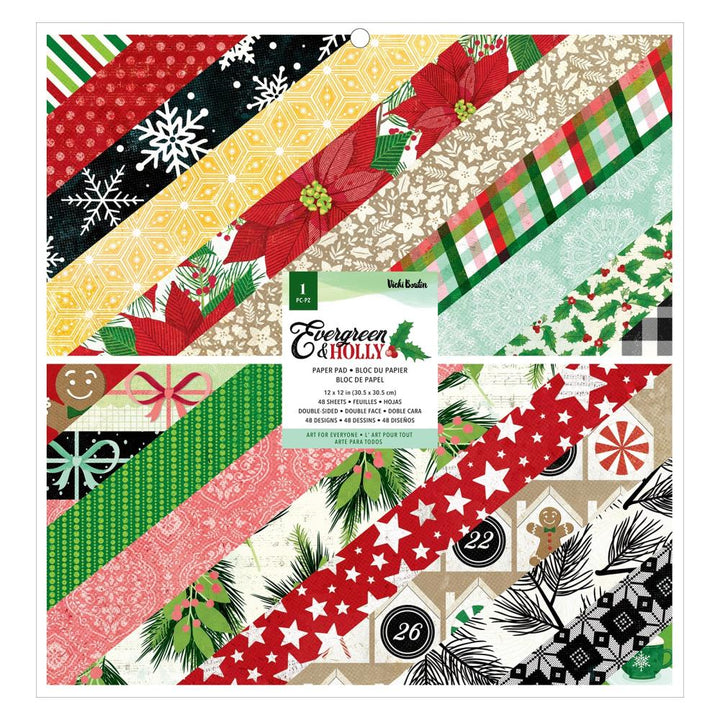 Vicki Boutin Evergreen & Holly 12"x12" Double Sided Paper Pad (VBEH3704)